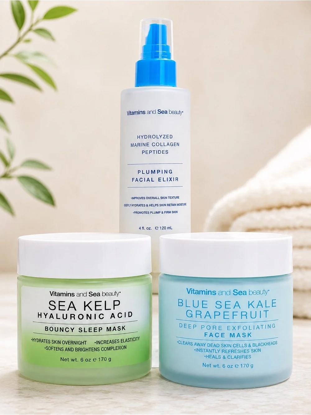 VSB Sleep Mask + Blue Sea Kale Grapefruit Mask + Marine Collagen Peptides Elixir